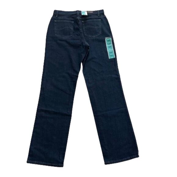 Lee Dark Wash High Rise Stretch Relaxed Fit Straight Leg Denim Jean Size 10 Long - Picture 6 of 12